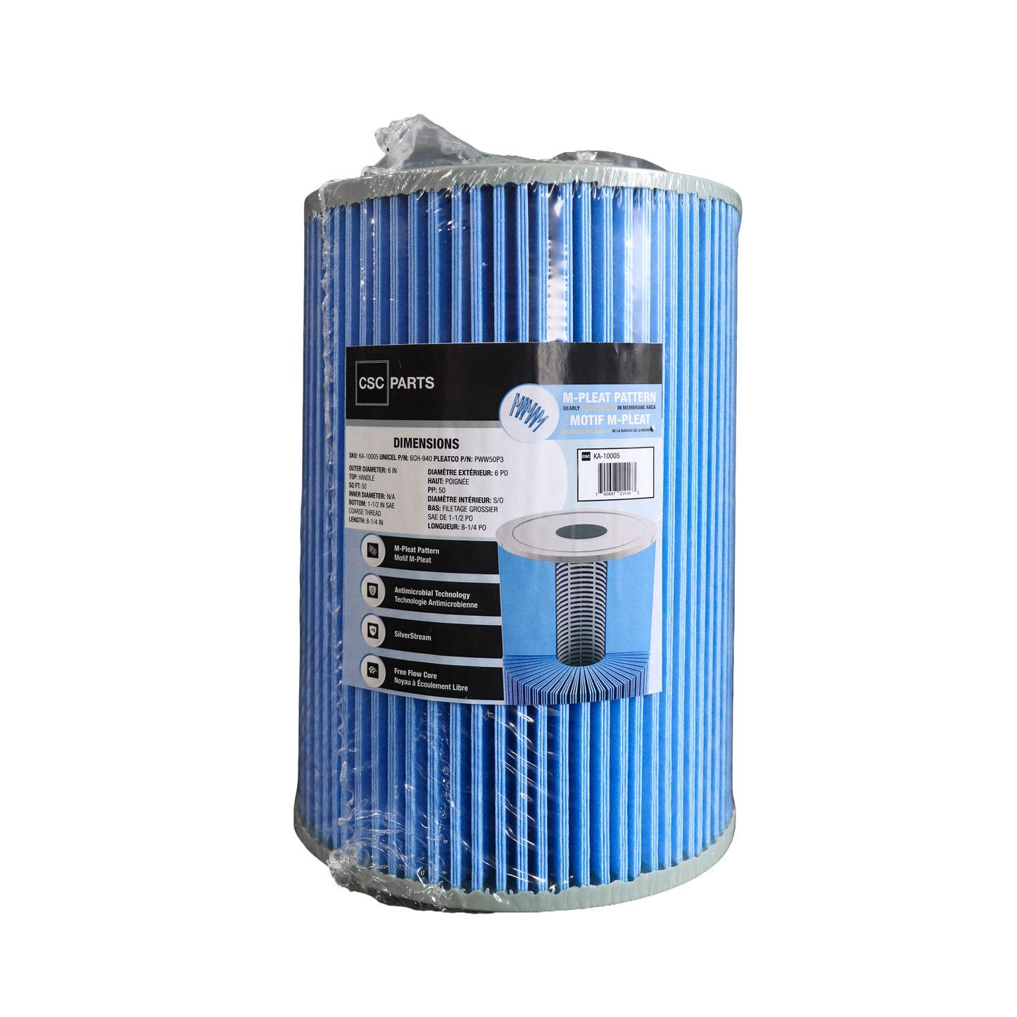 50 sqft 6CH-940 Antimicrobial Filter Cartridge ft. M-Pleat Design